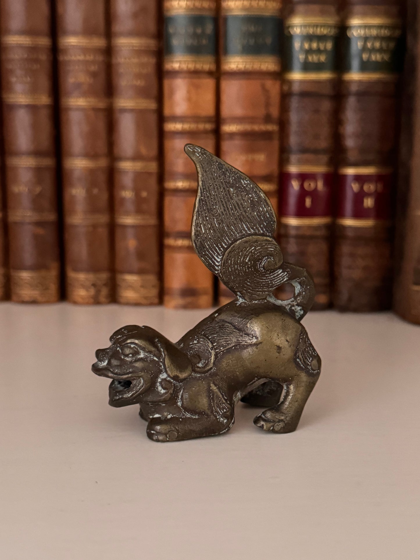 Antique French Bronze Figure Of A Foo Dog Small Statue Paper Weight Decoration