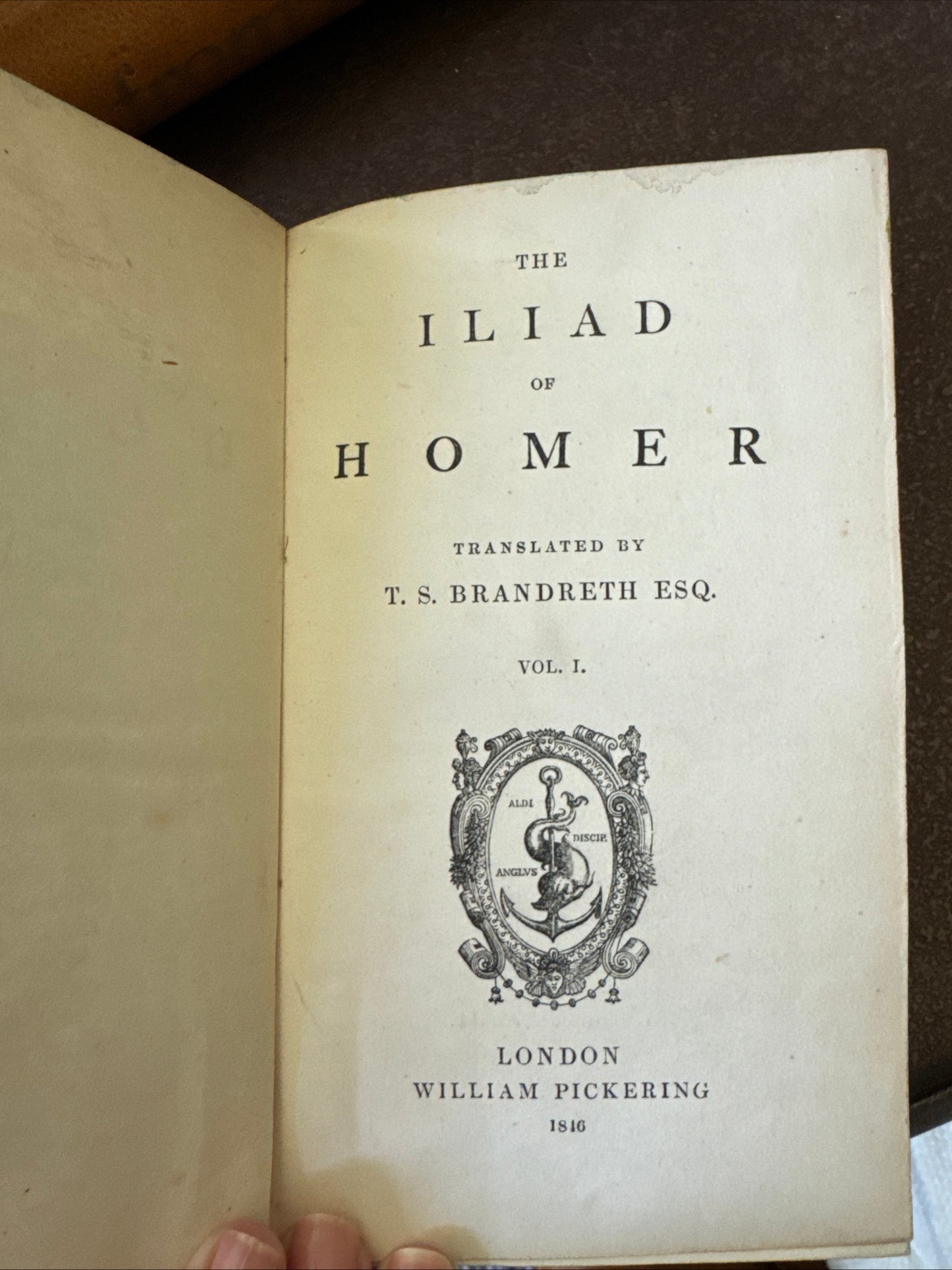Antique Early 19c Complete Set of Homer’s The Iliad London 1816 Leather Marbled Books