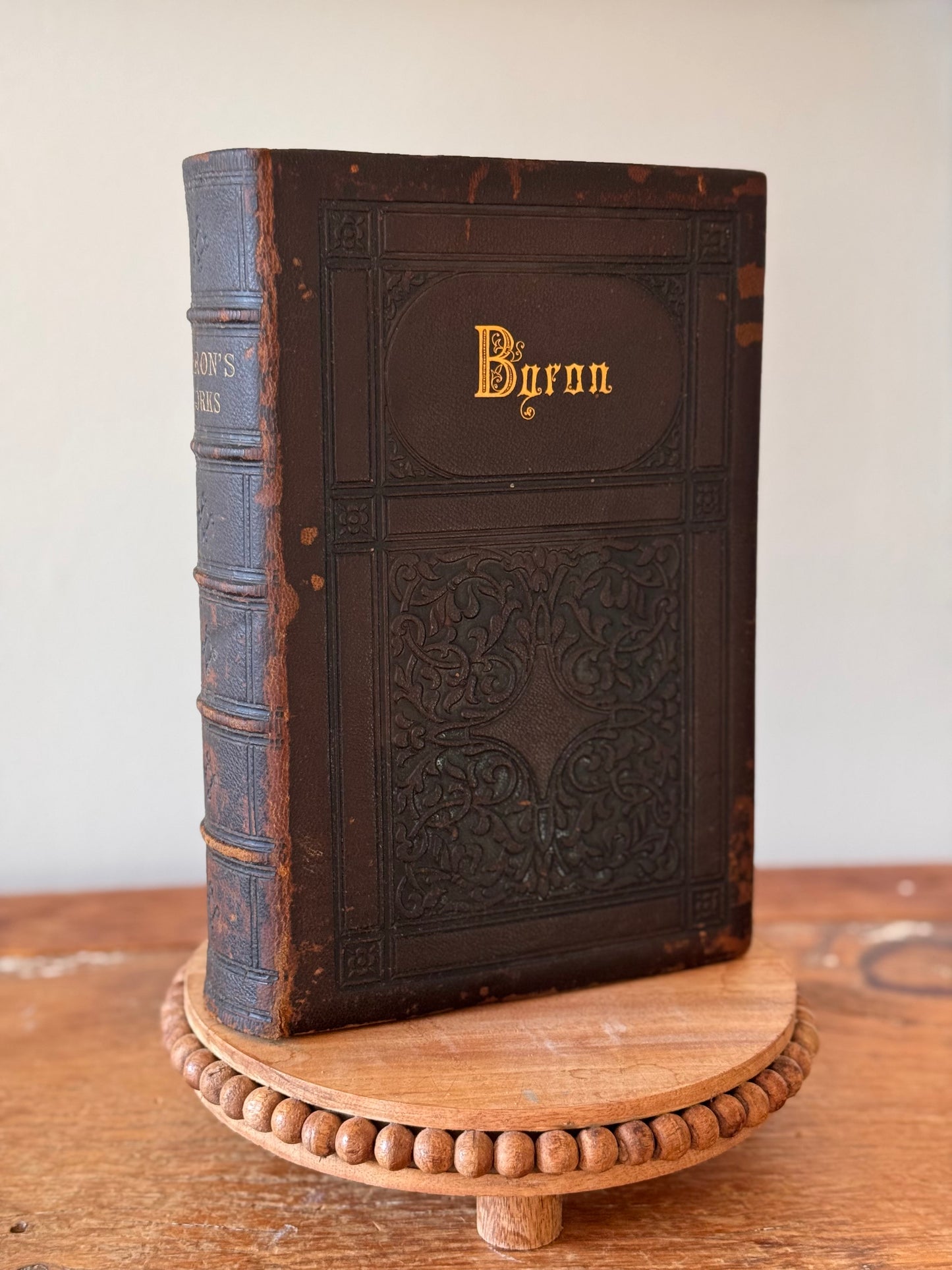 Antique 19c The Complete Poetical Works of Lord Byron Full Leather 1865
