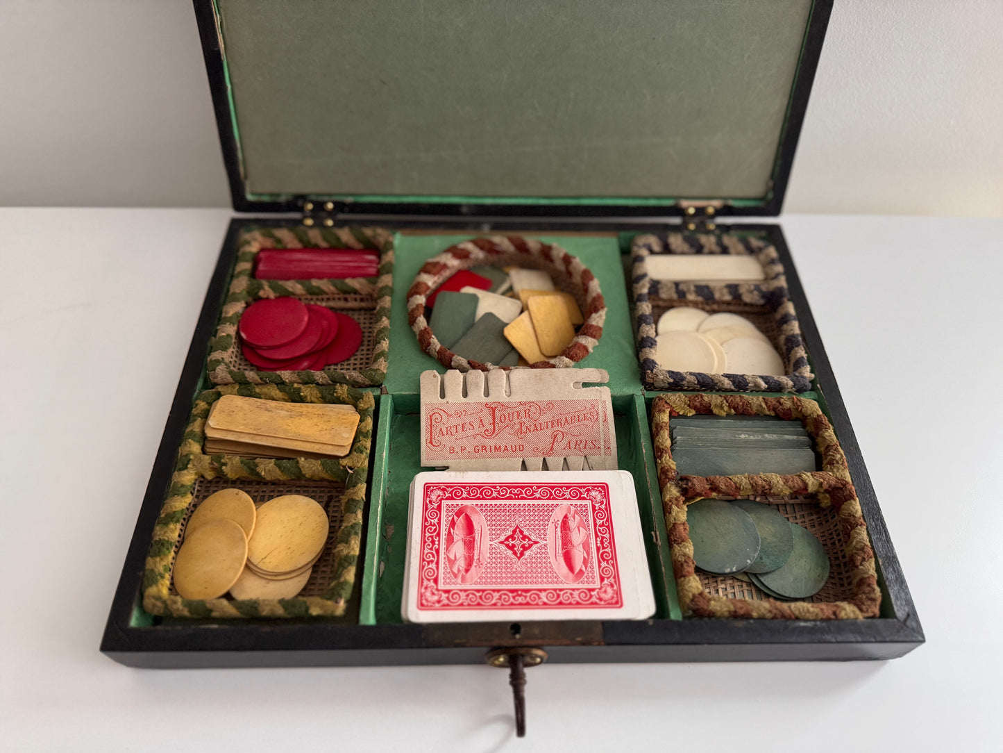 Antique French Game Set Napoleon III Marquetry Box, Puzzle, Jeu du Nain-Jaune