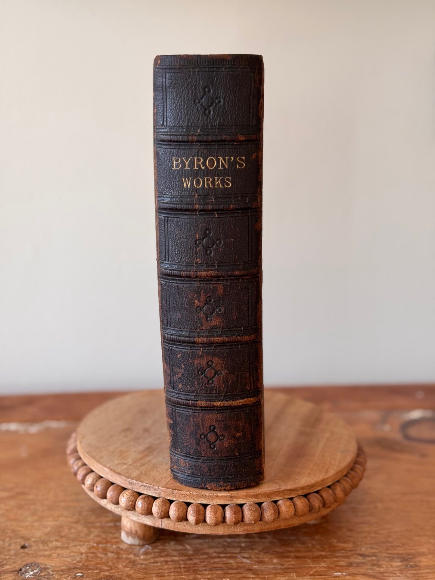 Antique 19c The Complete Poetical Works of Lord Byron Full Leather 1865