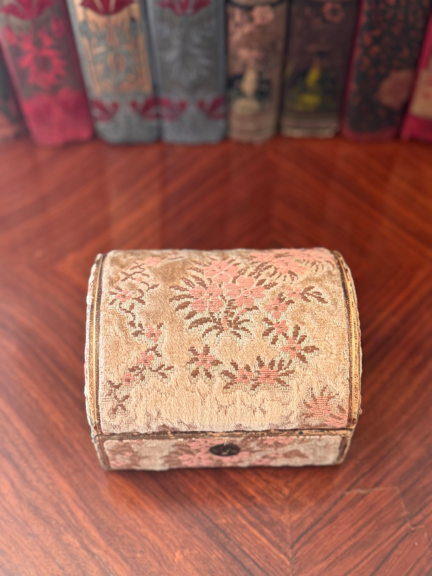 Vintage Made in Italy Floral Velvet Tapestry Trinket Jewelry Box