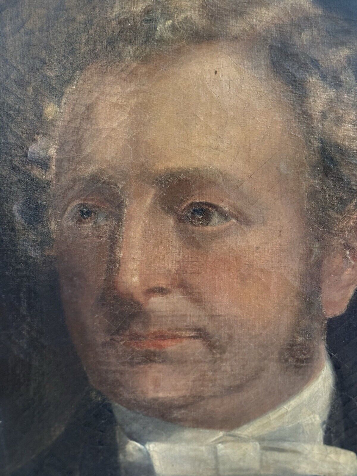 Antique 19c Oil On Canvas Portrait Distinguished Gentleman Framed