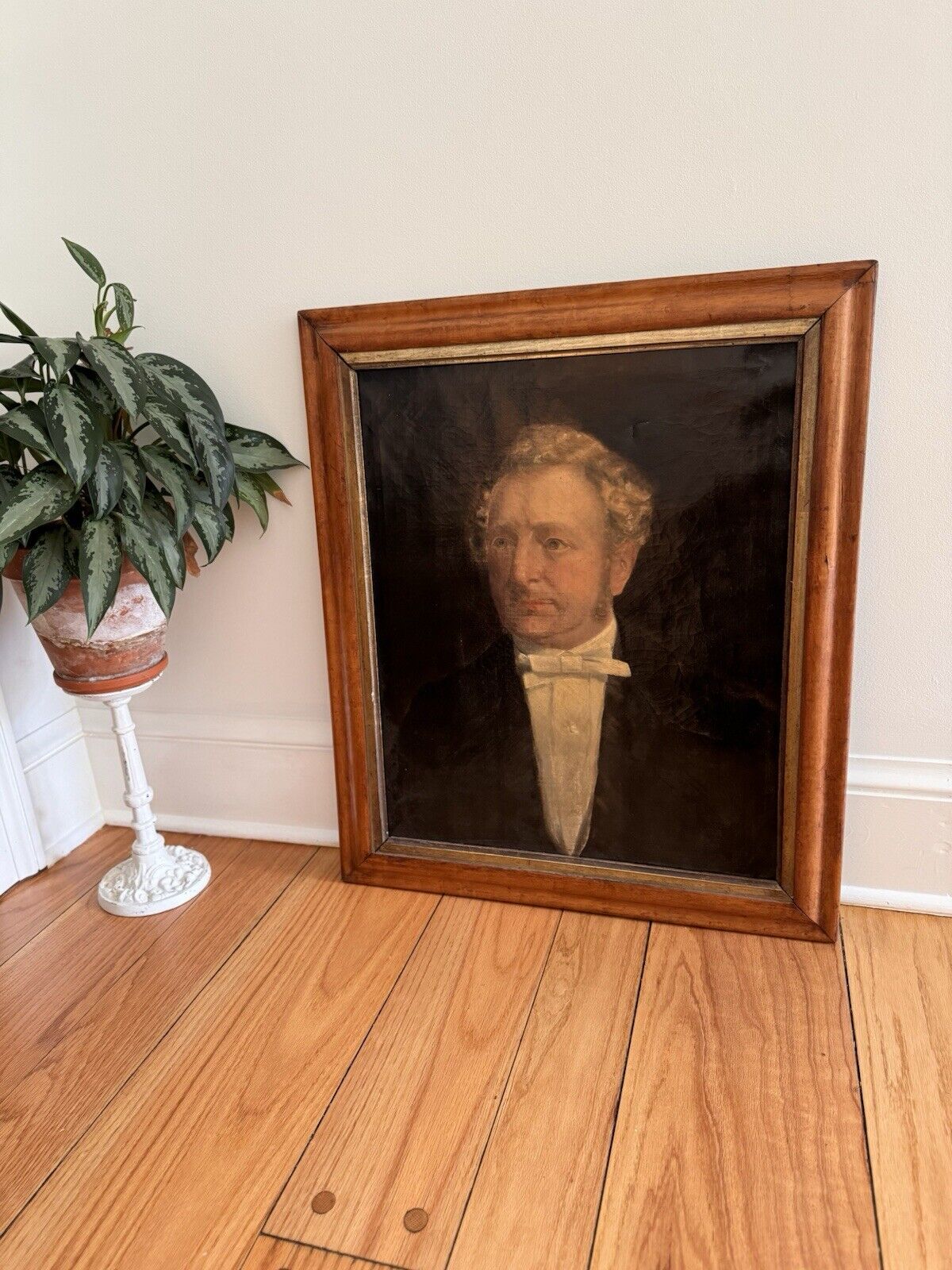 Antique 19c Oil On Canvas Portrait Distinguished Gentleman Framed