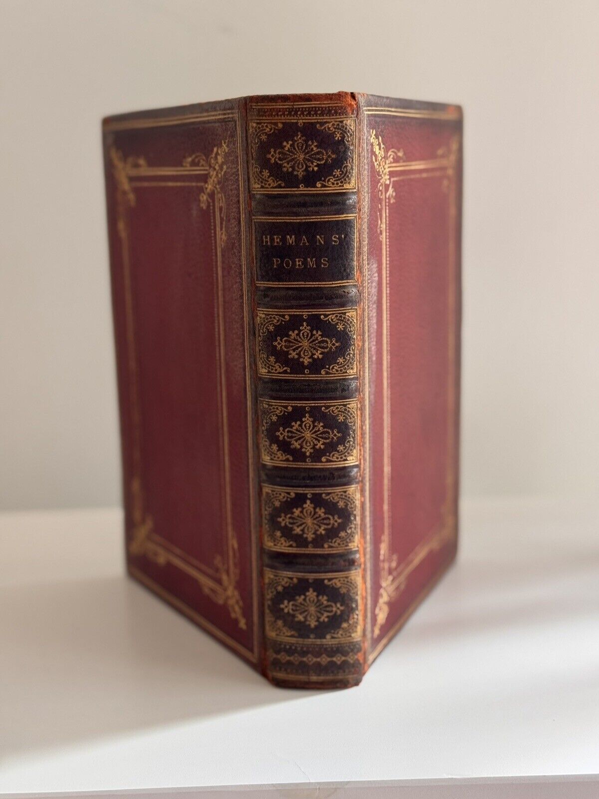 Antique 19c The Poems Of Felicia Hemans Fore-Edge Painting 1830s Book London