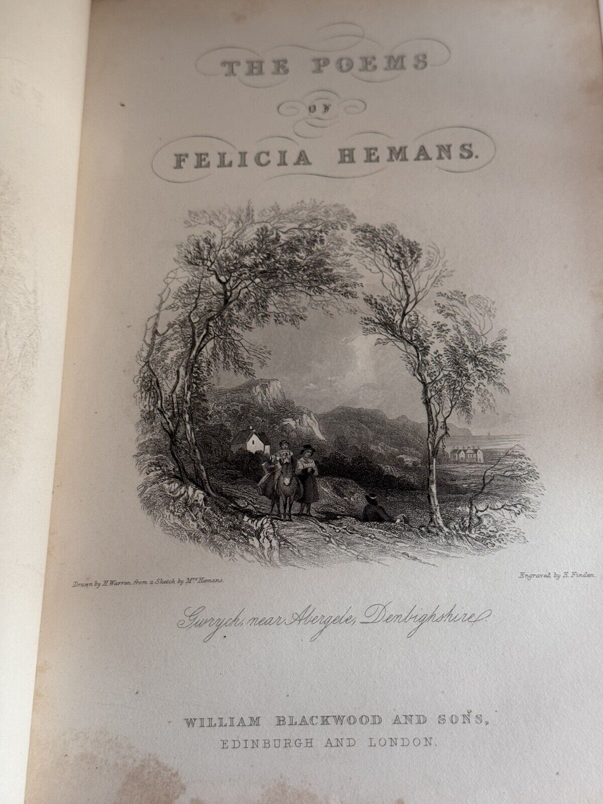 Antique 19c The Poems Of Felicia Hemans Fore-Edge Painting 1830s Book London