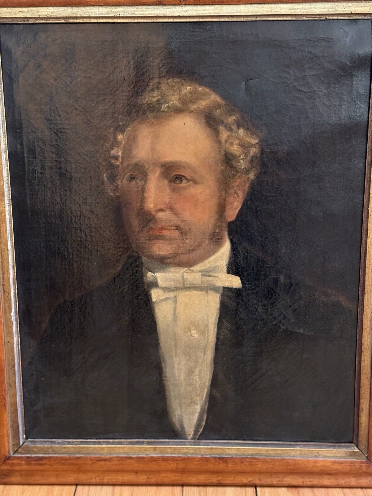 Antique 19c Oil On Canvas Portrait Distinguished Gentleman Framed