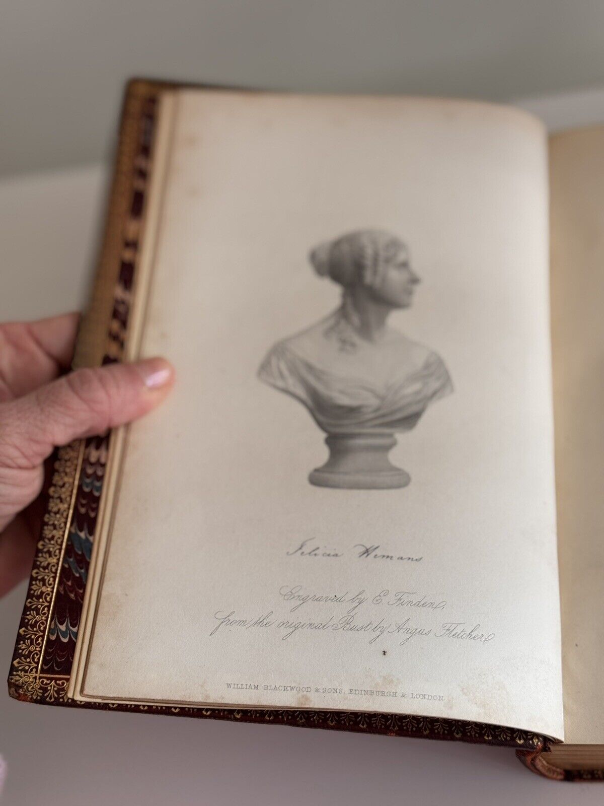 Antique 19c The Poems Of Felicia Hemans Fore-Edge Painting 1830s Book London
