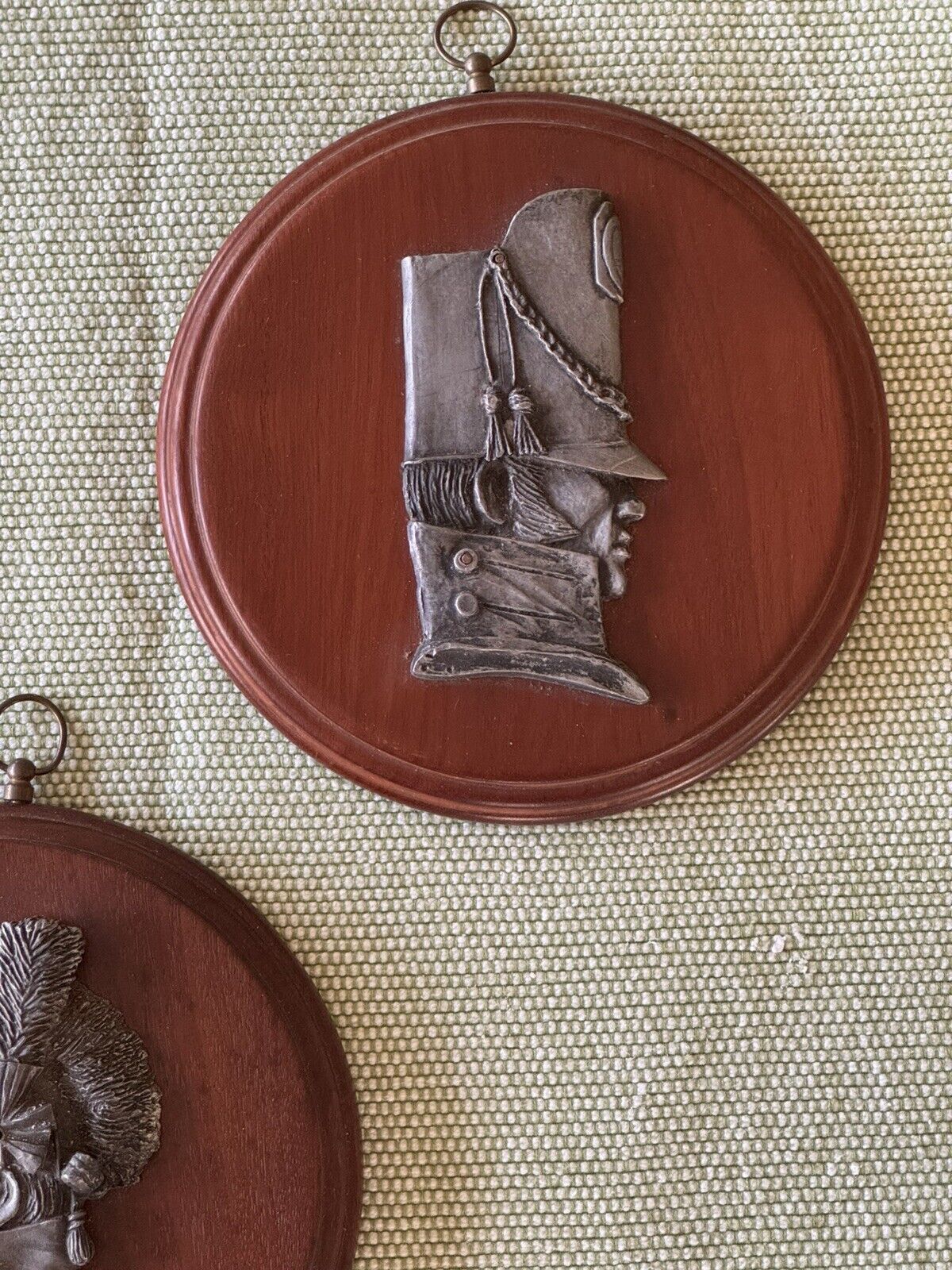 Vintage US Army Wall Plaque Antique Silhouettes War Of 1812 Cavalry Pewter Faces
