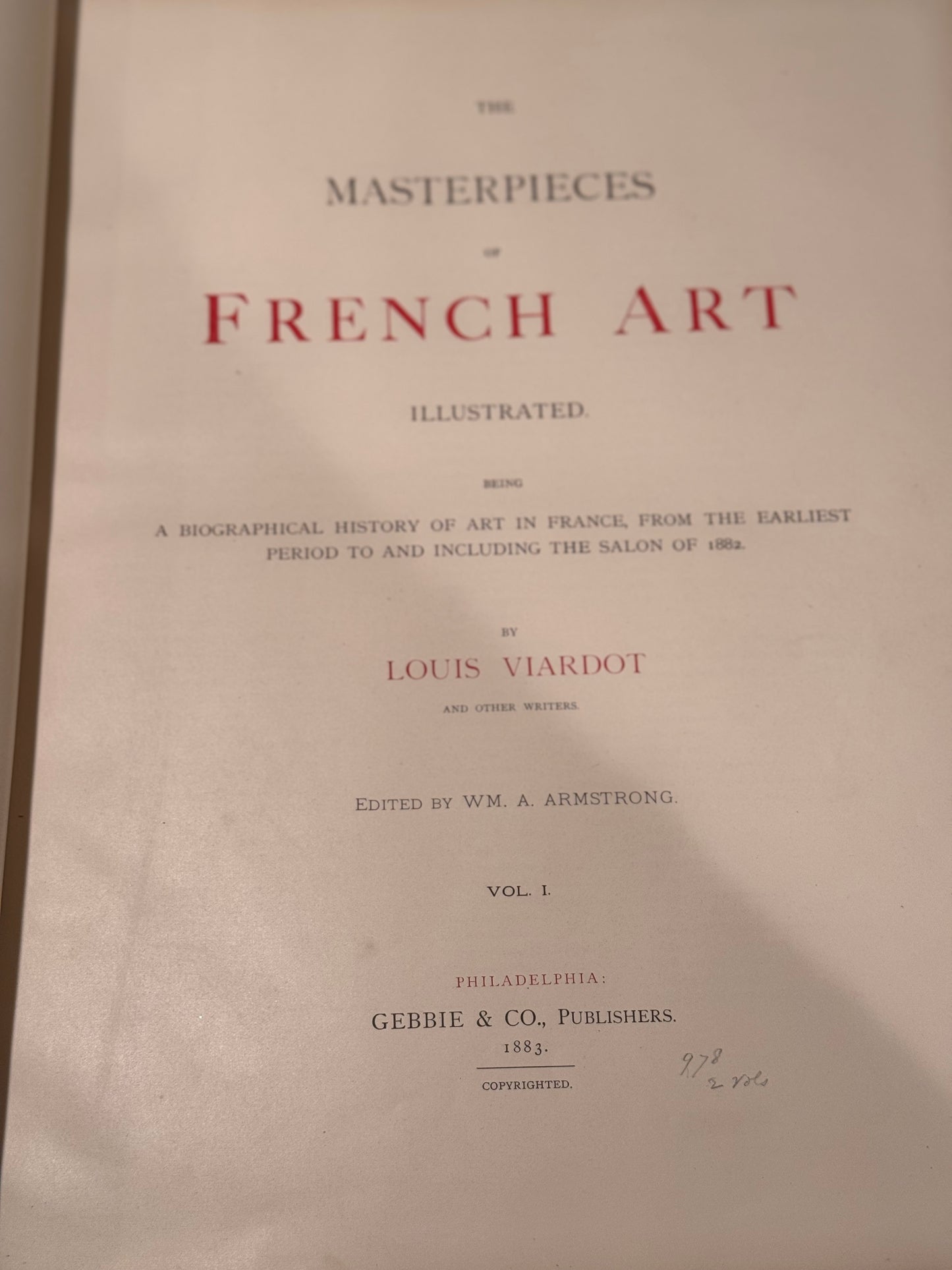 RESERVED Antique 1883 Masterpieces In French Art Engravings Photogravures History Book