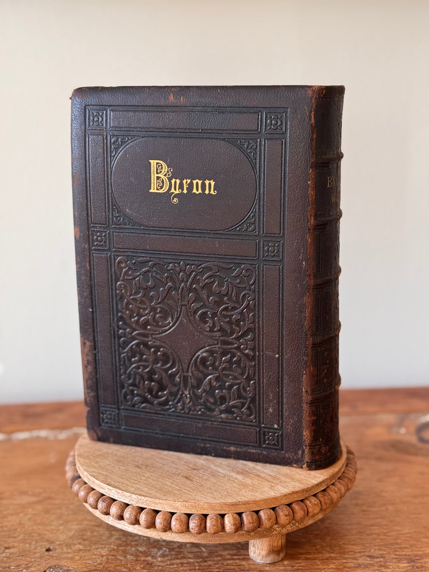 Antique 19c The Complete Poetical Works of Lord Byron Full Leather 1865