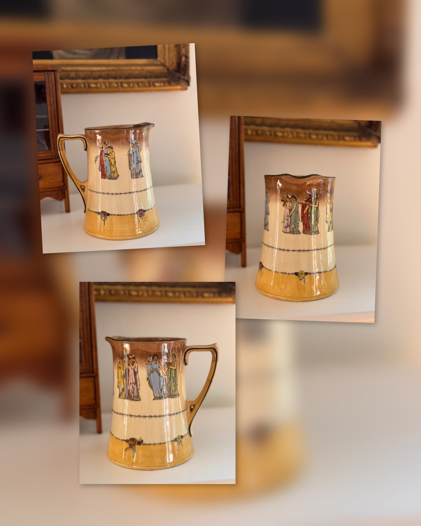 Antique Royal Dalton Athens Pitcher Vase Circa 1905