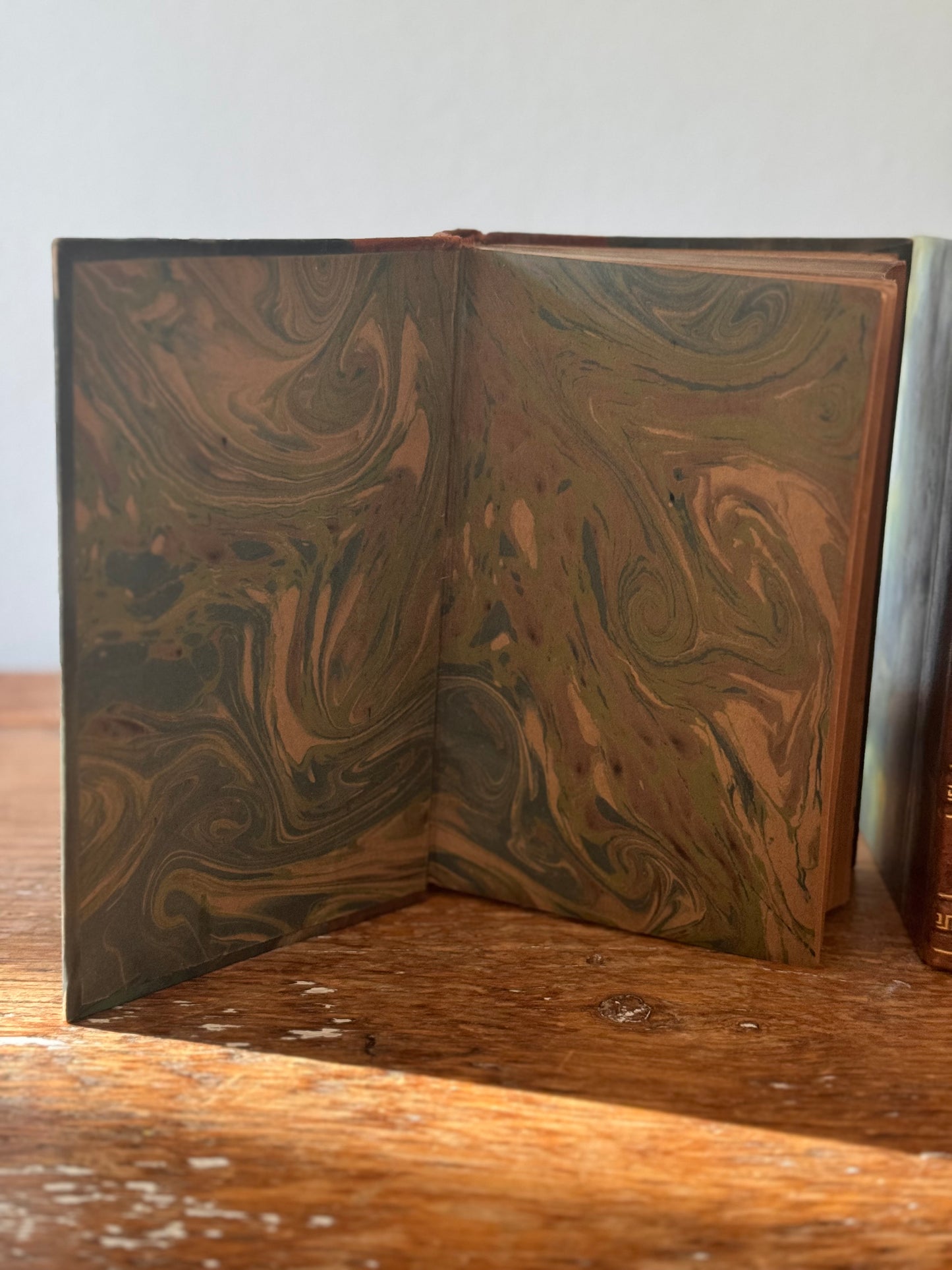 Antique French Book Set Duchesse D’Abrantes Leather Marble Binding Laurel Wreath