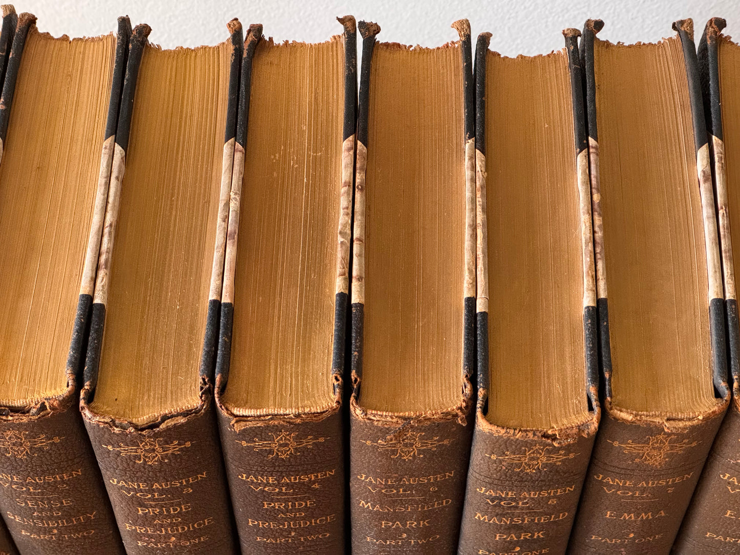 RESERVED Antique Full 12 Vol Set Jane Austen Novels Manydown Edition 1906 Black Leather & Marble Binding Pride & Prejudice