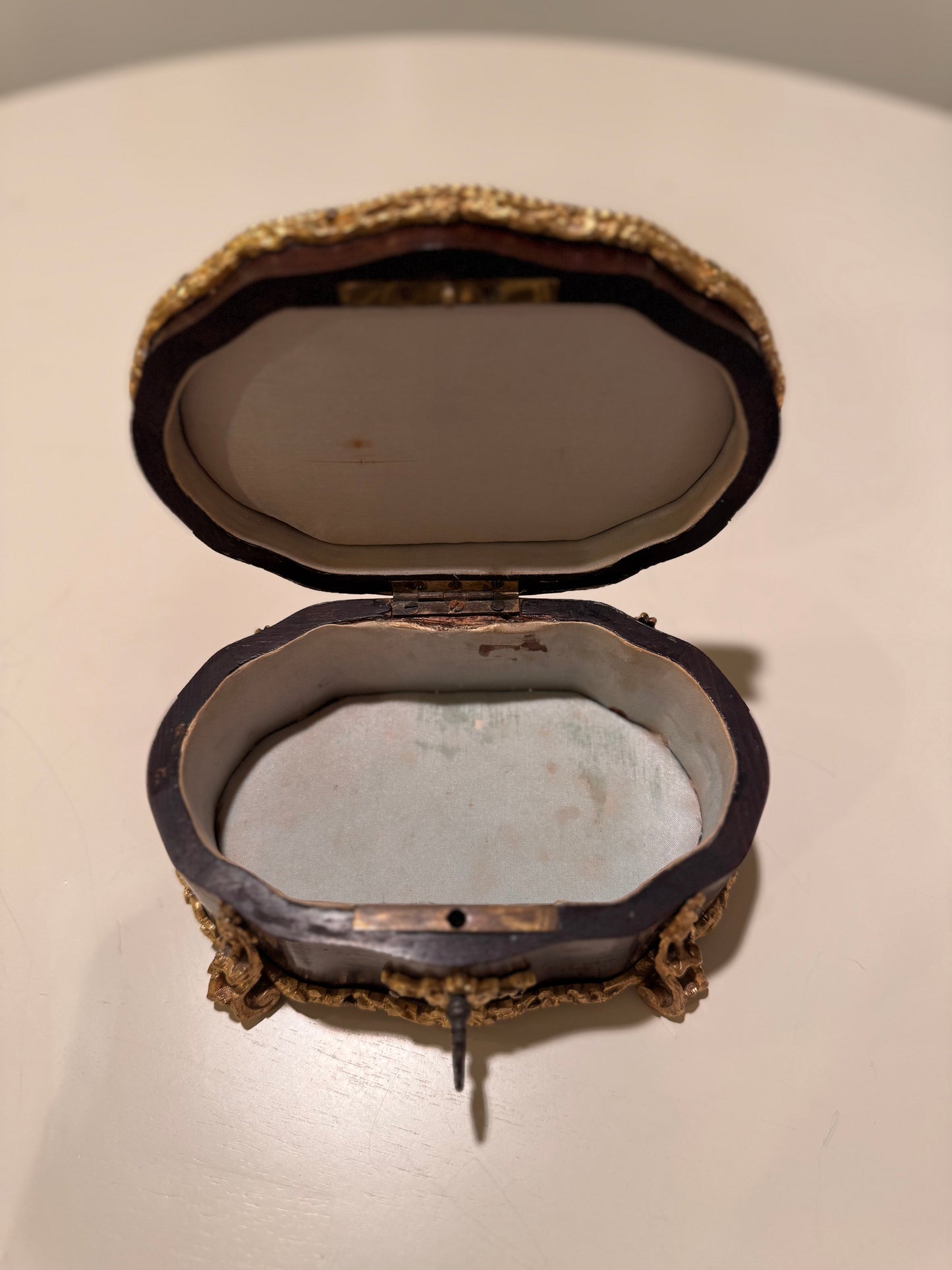 Reserved! Antique marquetry rosewood ivory box