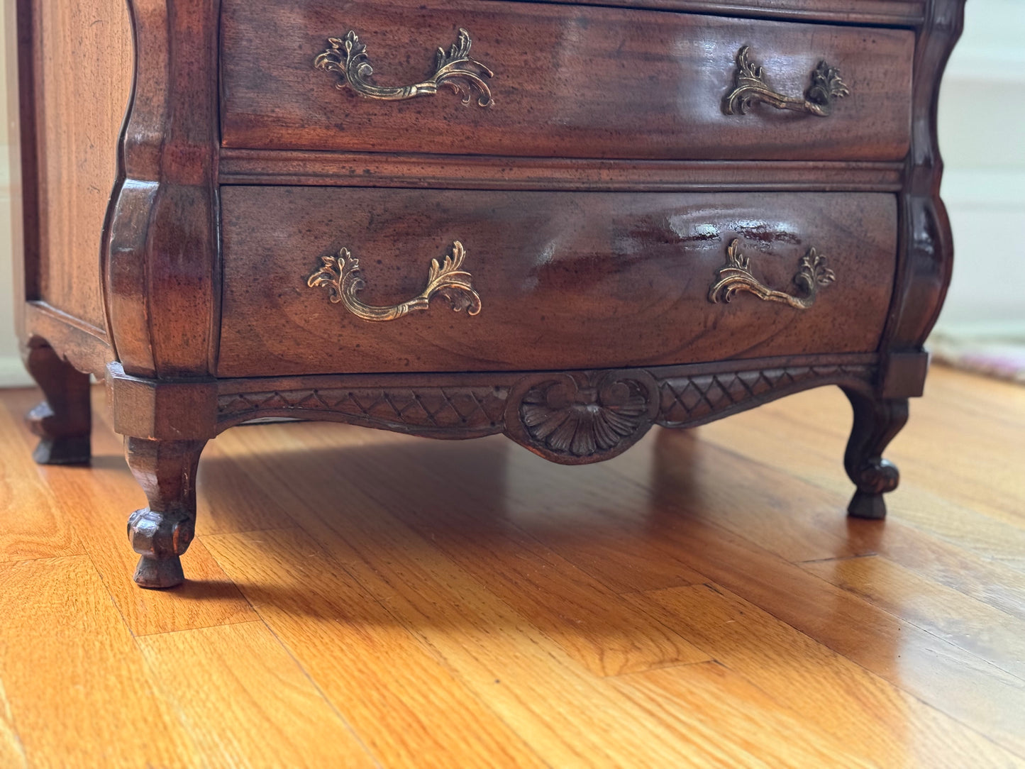 Antique Diminutive French Salesman Sample Dresser Commode With Scallop Brass