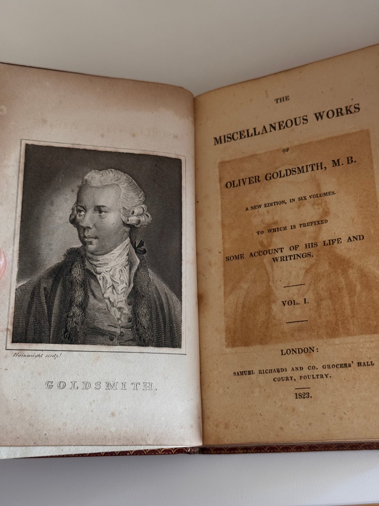 Antique 1823 Complete Set Miscellaneous Works Of Oliver Goldsmith Full Leather