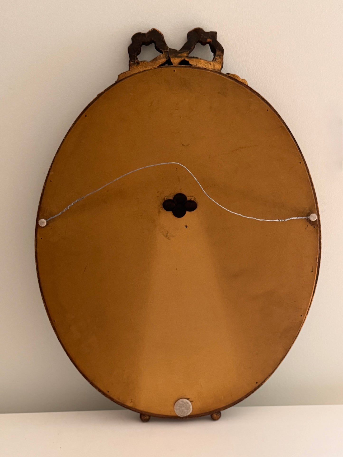 Vintage French Gold Gilded Bow Mirror Beveled Glass
