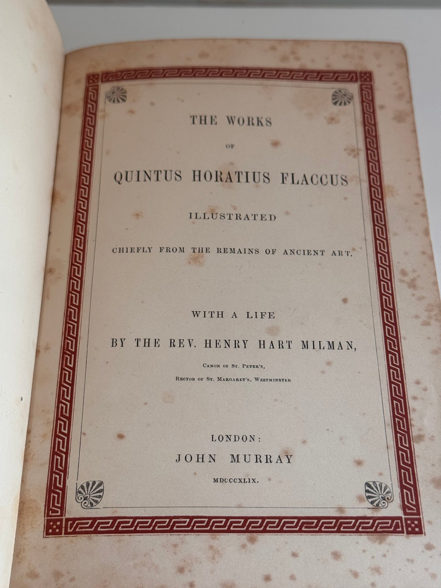 1849 Horatius Quintus Flacuss Rev. Henry Hart Milman Antique Book Gauffered Gilt