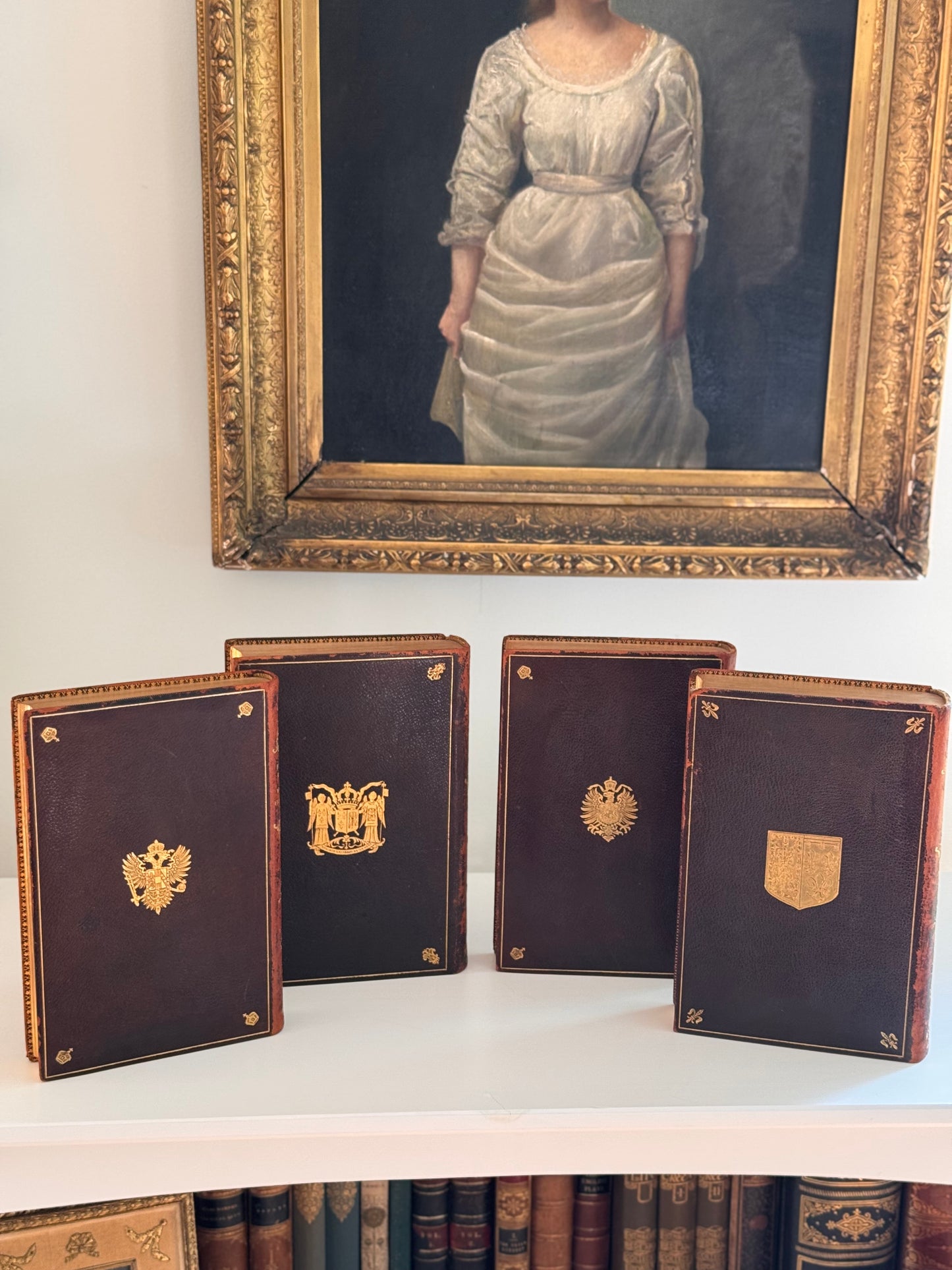 RESERVED Antique 1900 Secret Memoirs of the Courts of Europe Full Leather Partial Set