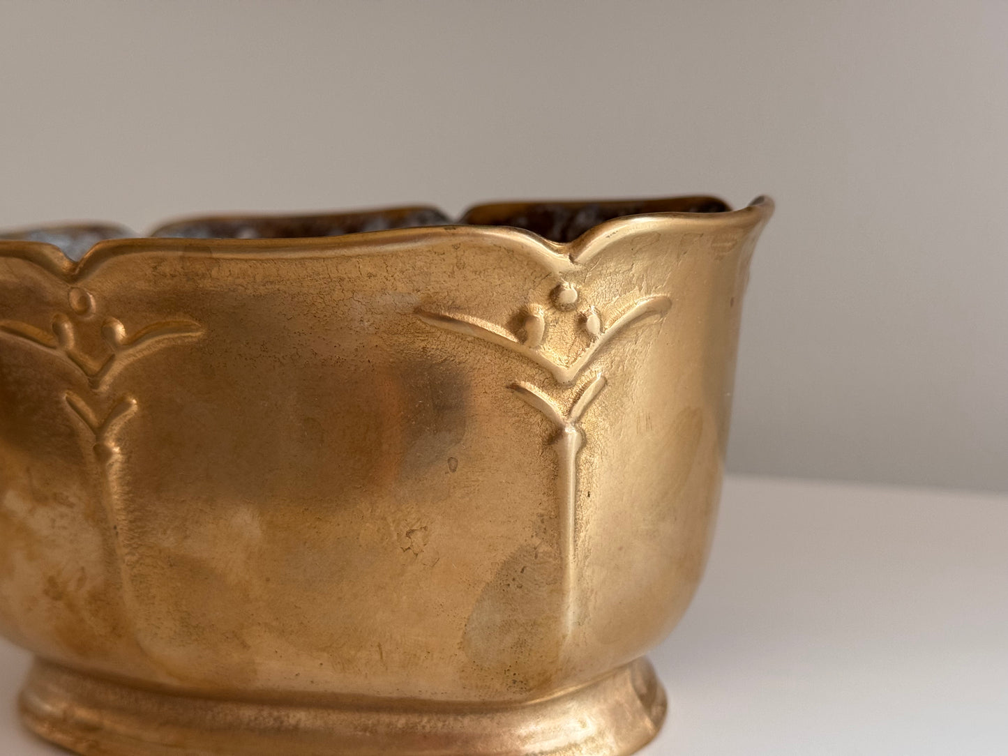 Vintage Solid Brass GILDE Art Nouveau Small Jardiniere Planter