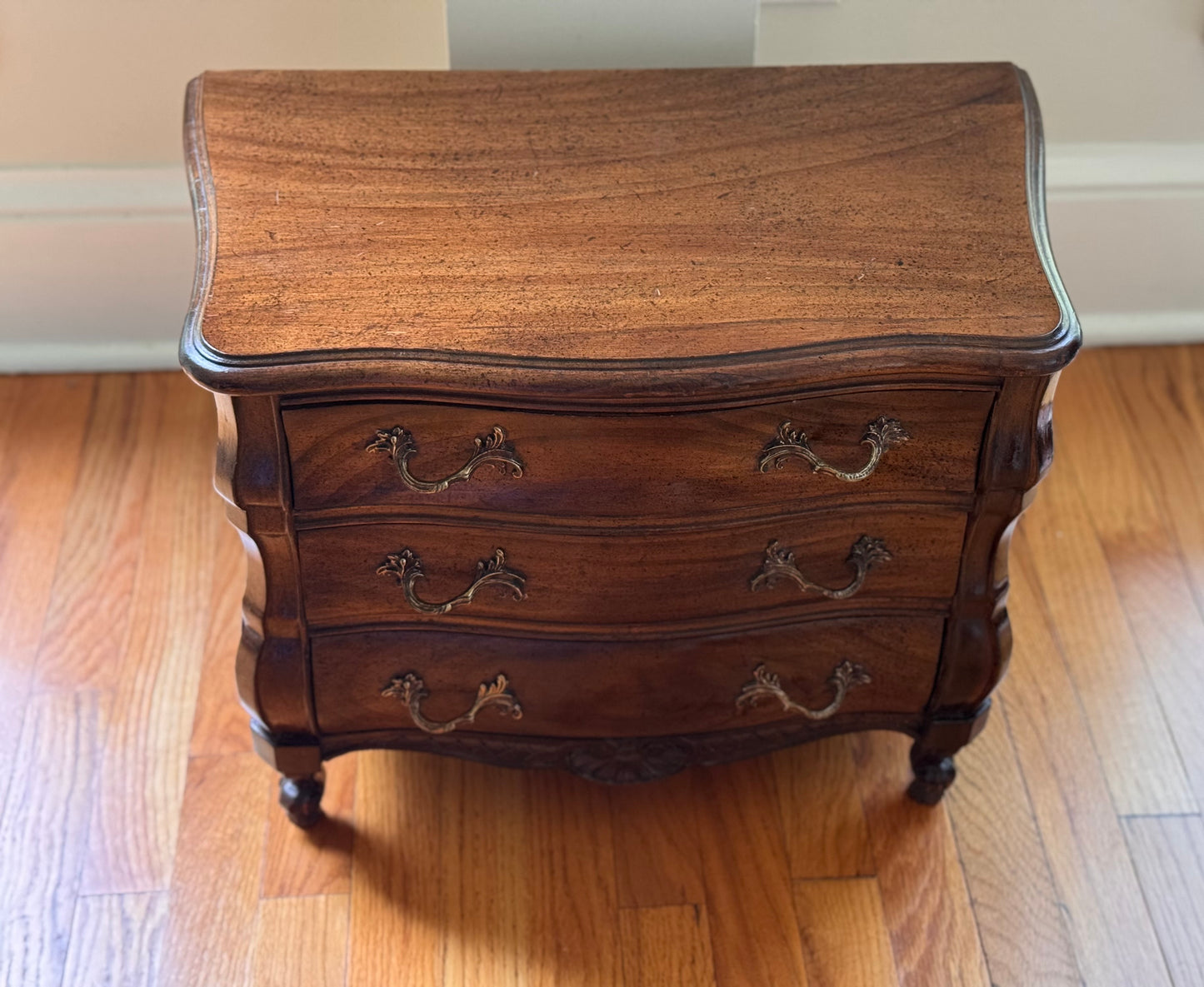 Antique Diminutive French Salesman Sample Dresser Commode With Scallop Brass