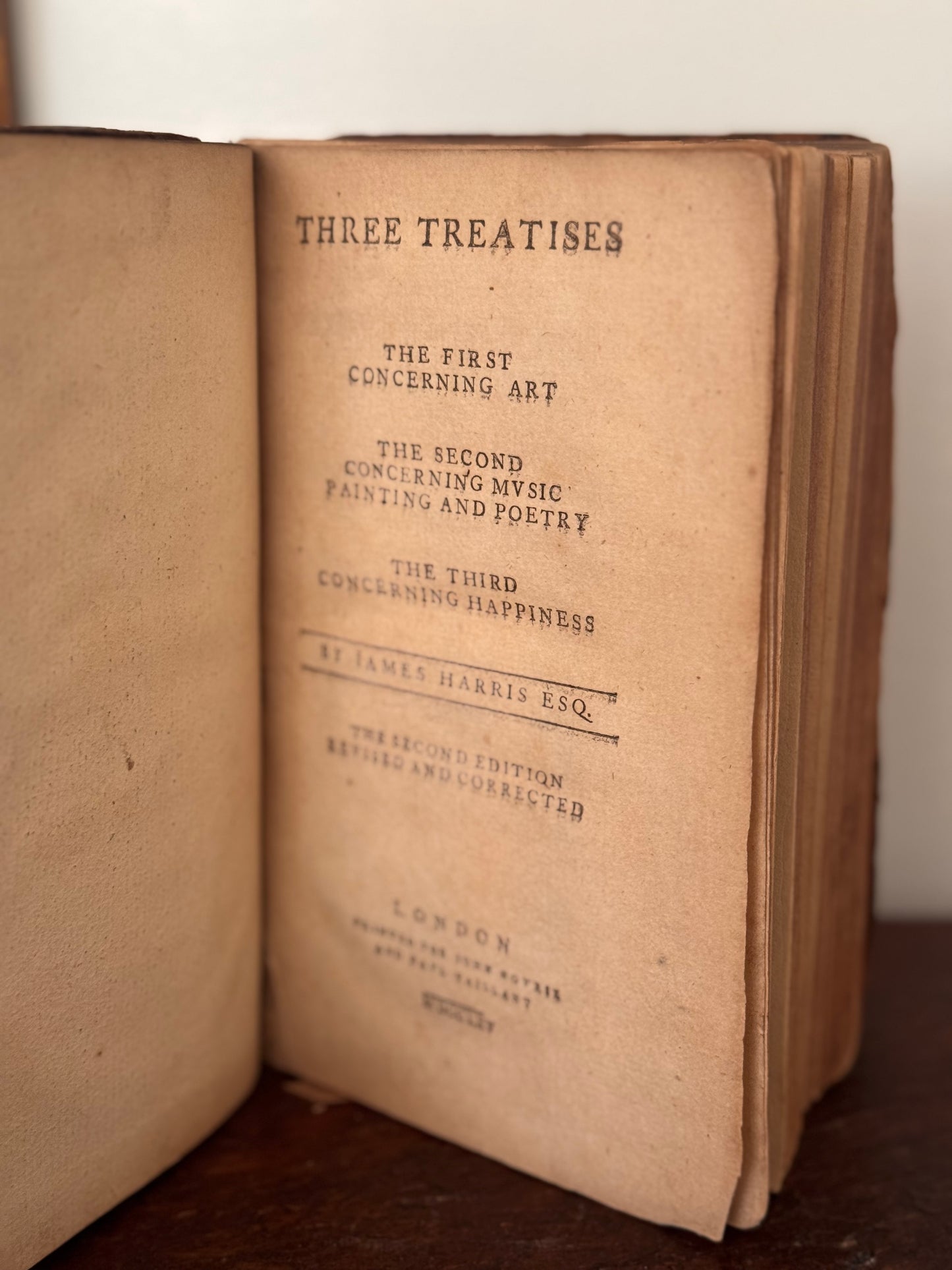 Antique Three Treatises By James Harris Full Leather Book 1765 2nd Edition 18th Century