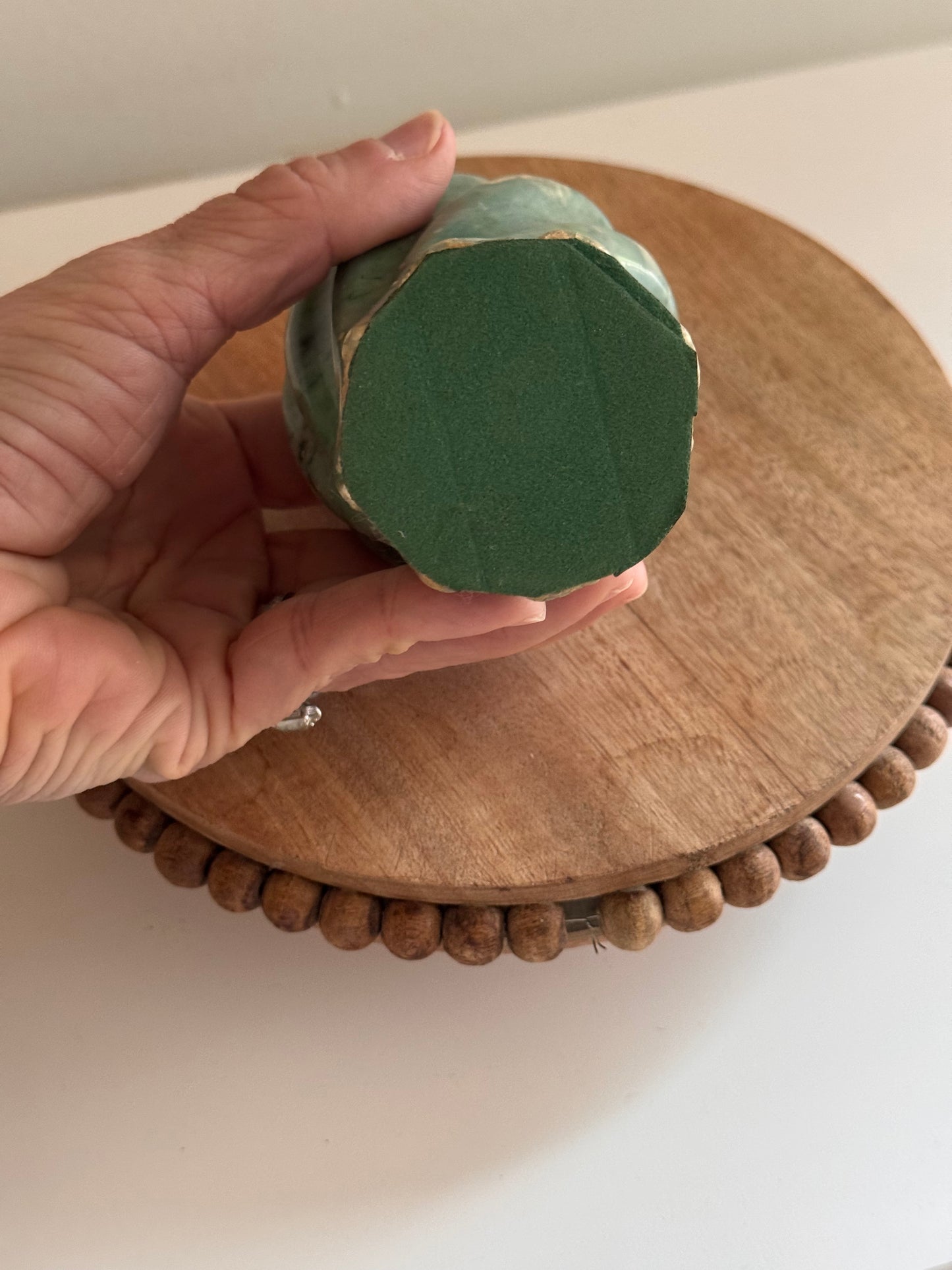 Vintage Sage Green Brass Marbled Alabaster Table Lighter