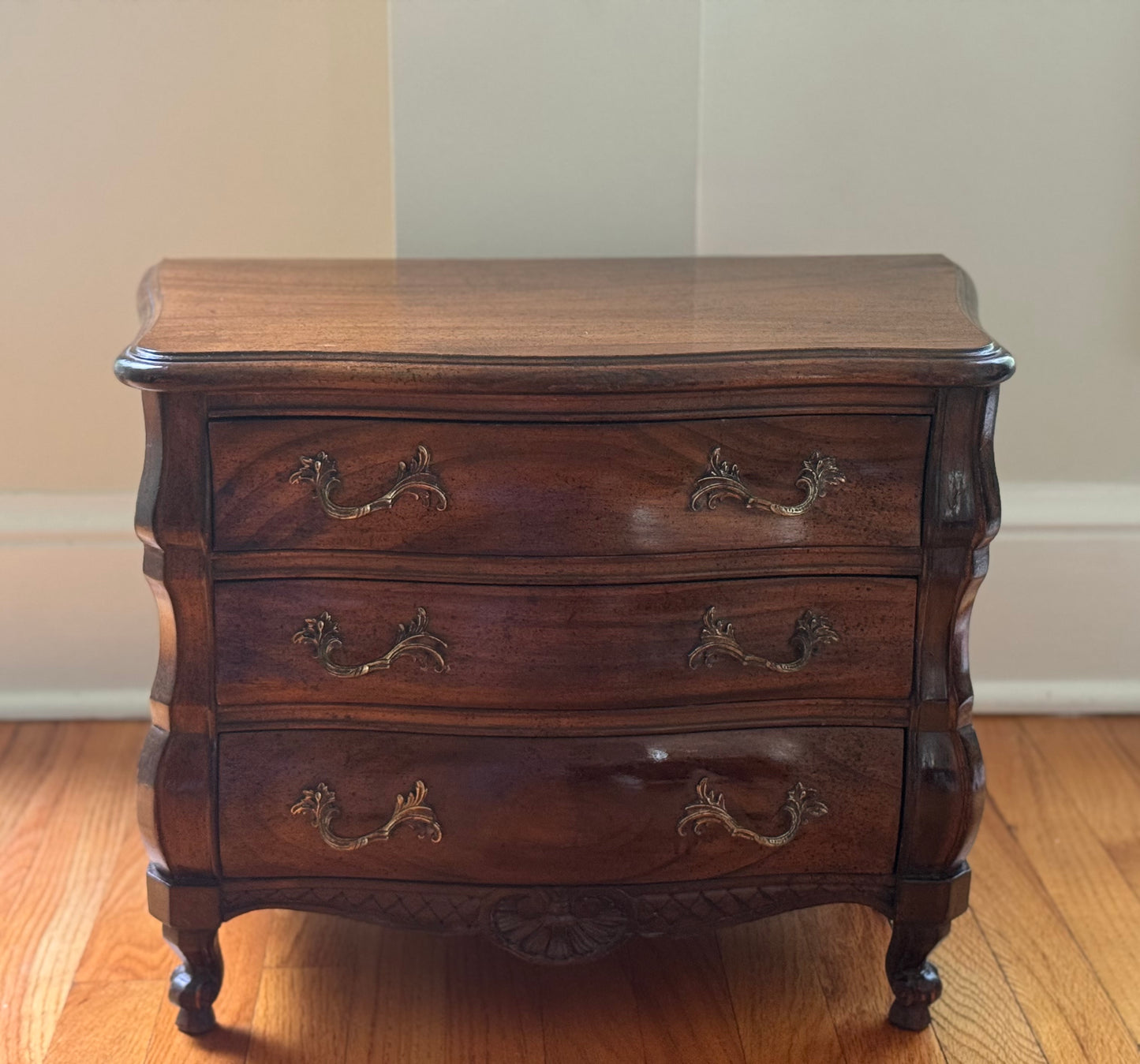 Antique Diminutive French Salesman Sample Dresser Commode With Scallop Brass