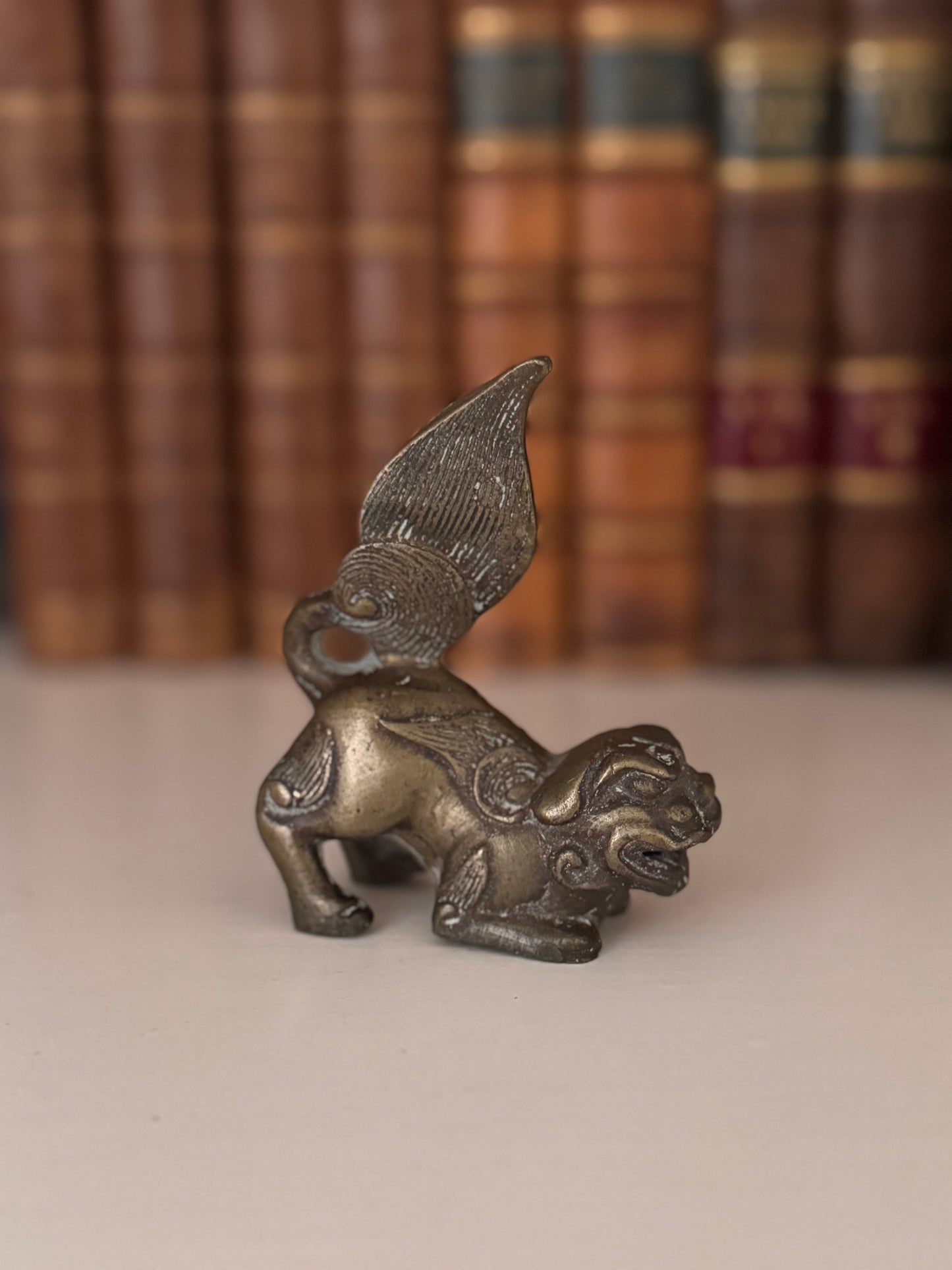 Antique French Bronze Figure Of A Foo Dog Small Statue Paper Weight Decoration