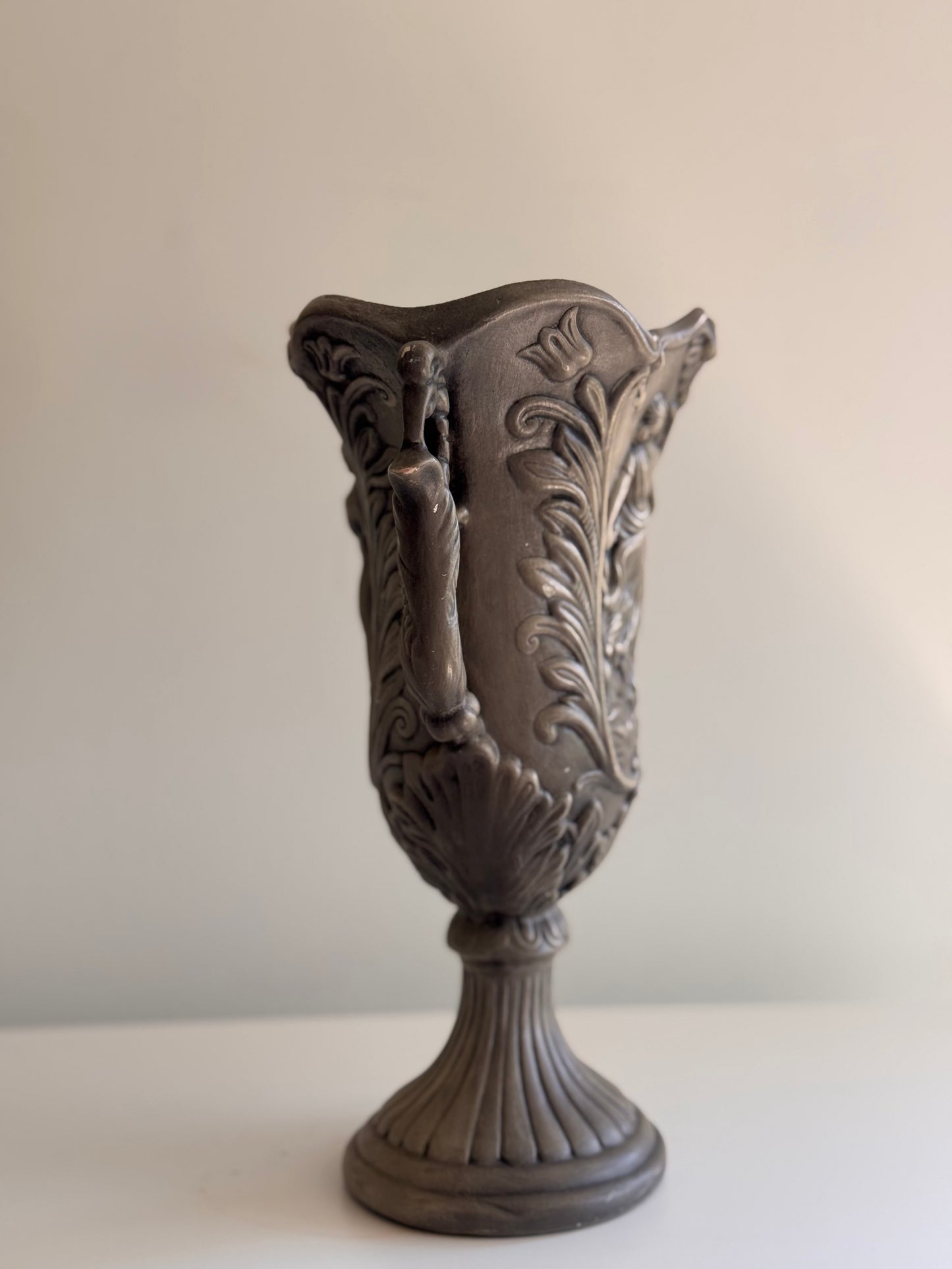 Vintage 1970s Neoclassical Ceramic Trophy Style Vase Urn