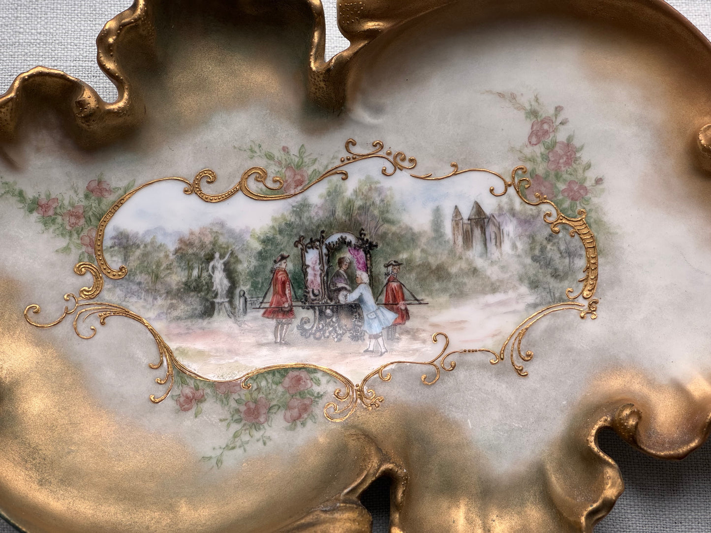 Antique 19c French Limoges Stamped Signed Hand painted Vanity Tray Dish 1894