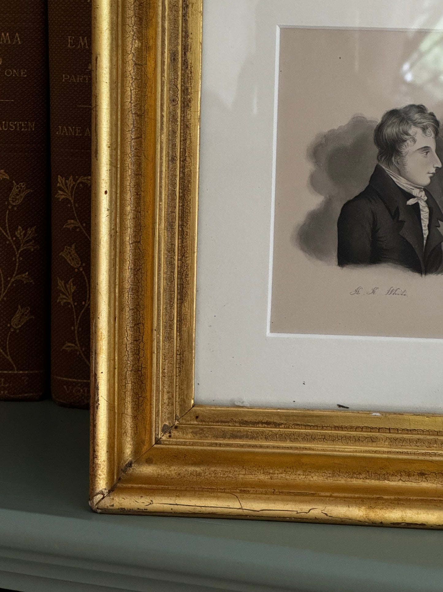 Antique Early 19th Century Regency Era Small Watercolor Portrait Henry Kirke White