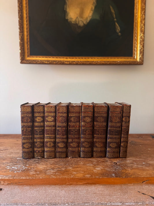 Antique Early 19c Full Leather History of England Book Set 1822 Julius Caesar to George III