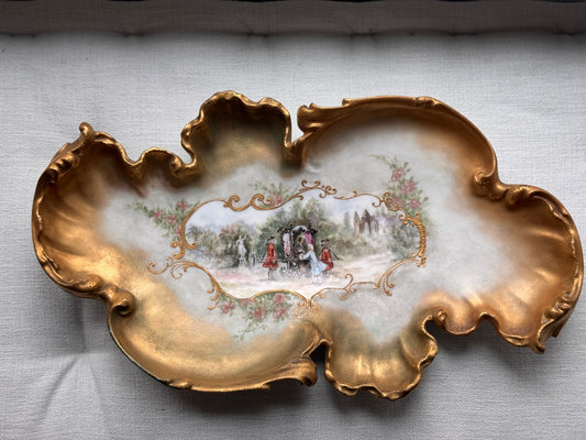 Antique 19c French Limoges Stamped Signed Hand painted Vanity Tray Dish 1894