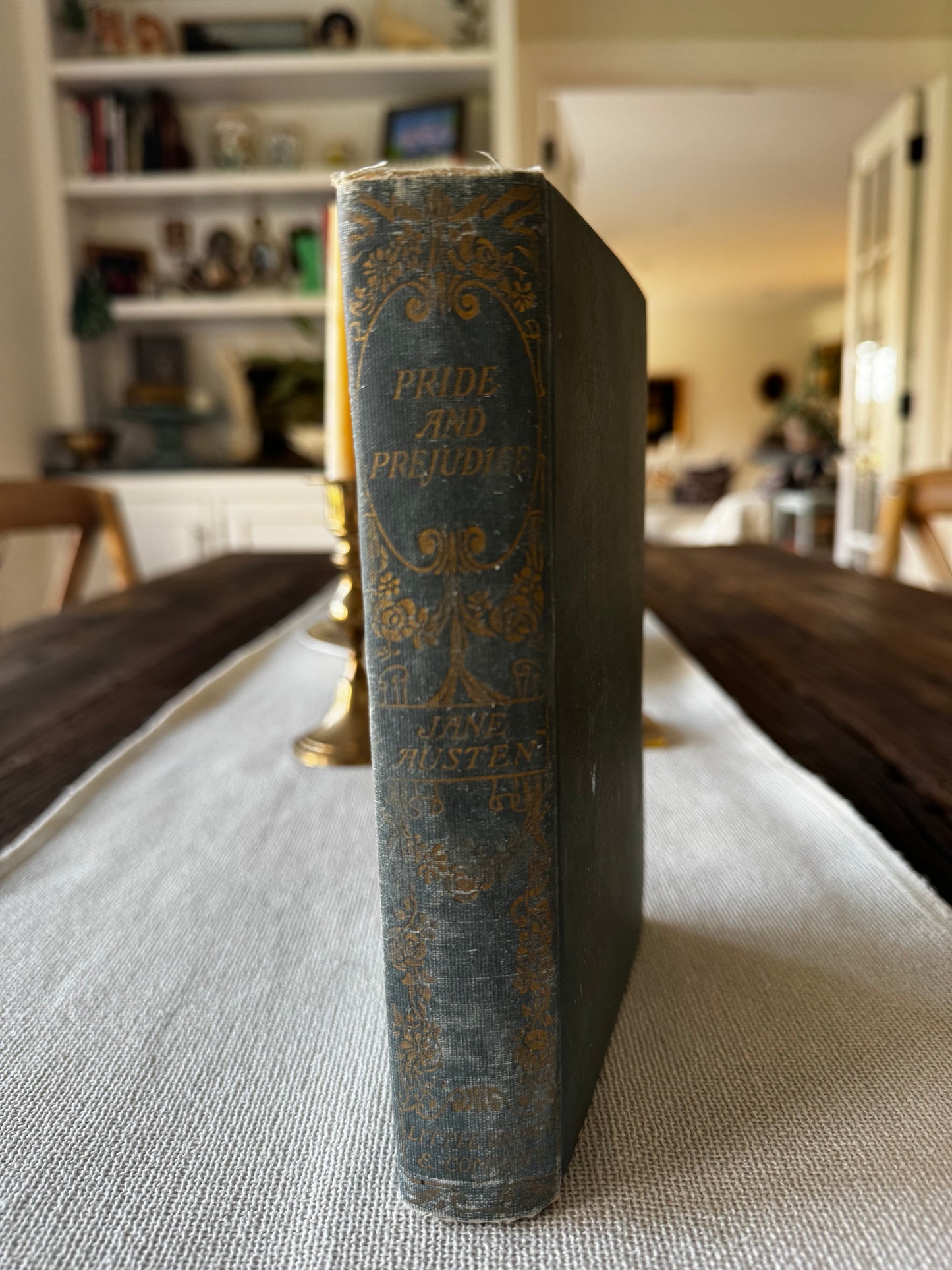 Antique 1892 Pride & Prejudice By Jane Austen Little Brown Co Blue Floral Swag