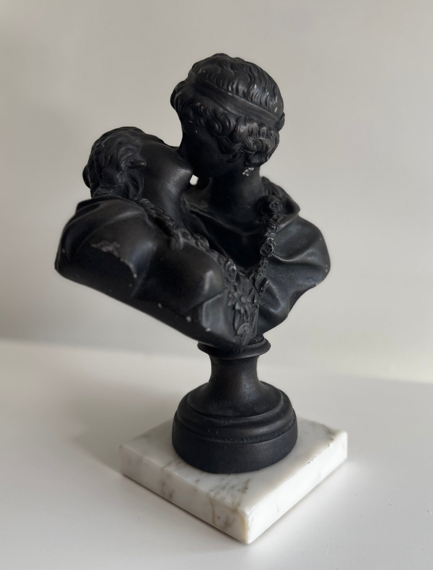 Vintage Austin Prod 1967 Kissing Lovers Cast Metal & Marble Bust Sculpture
