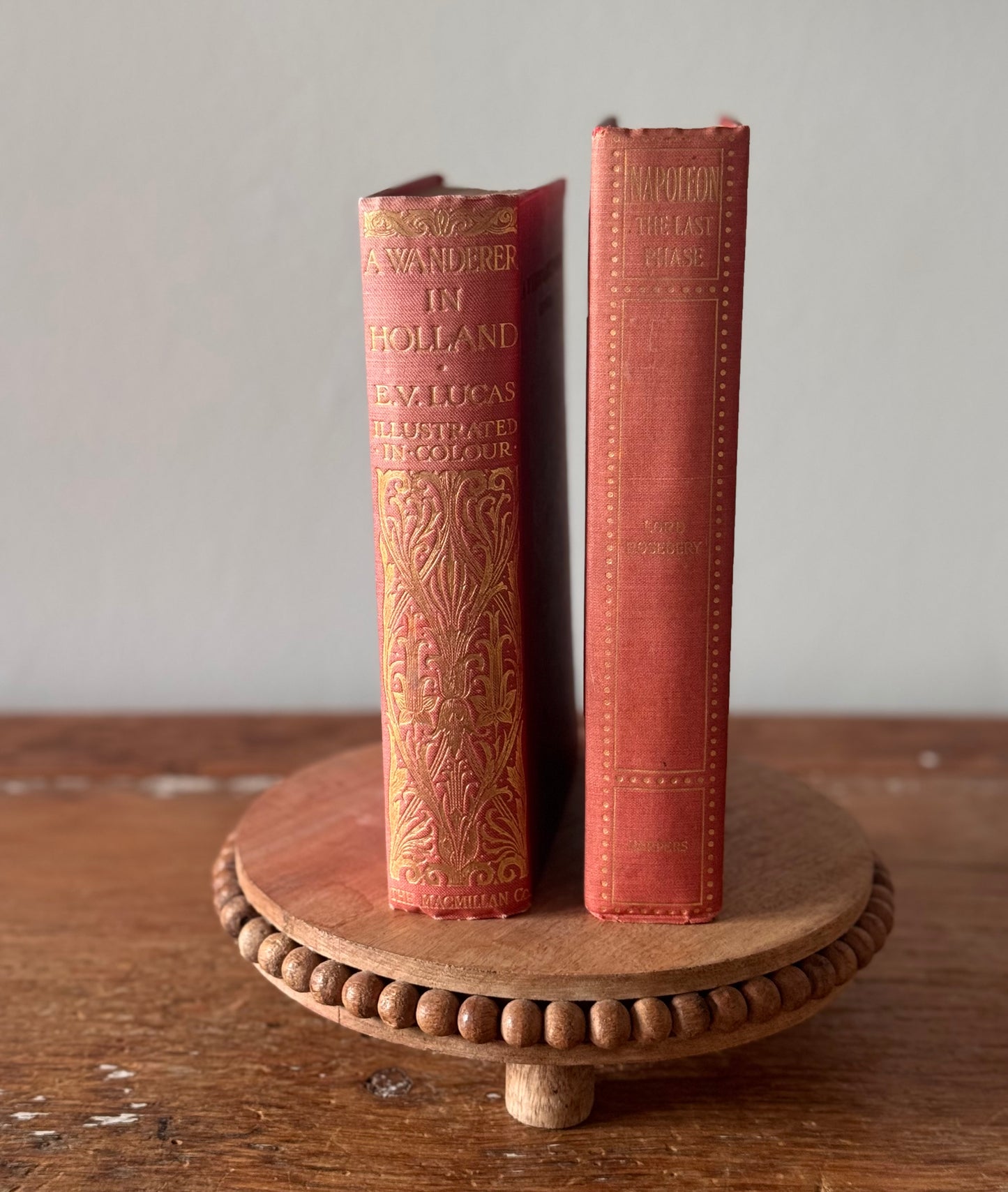 Antique Red Decorative Book Lot A Wanderer In Holland & Napoleon Early 1900s