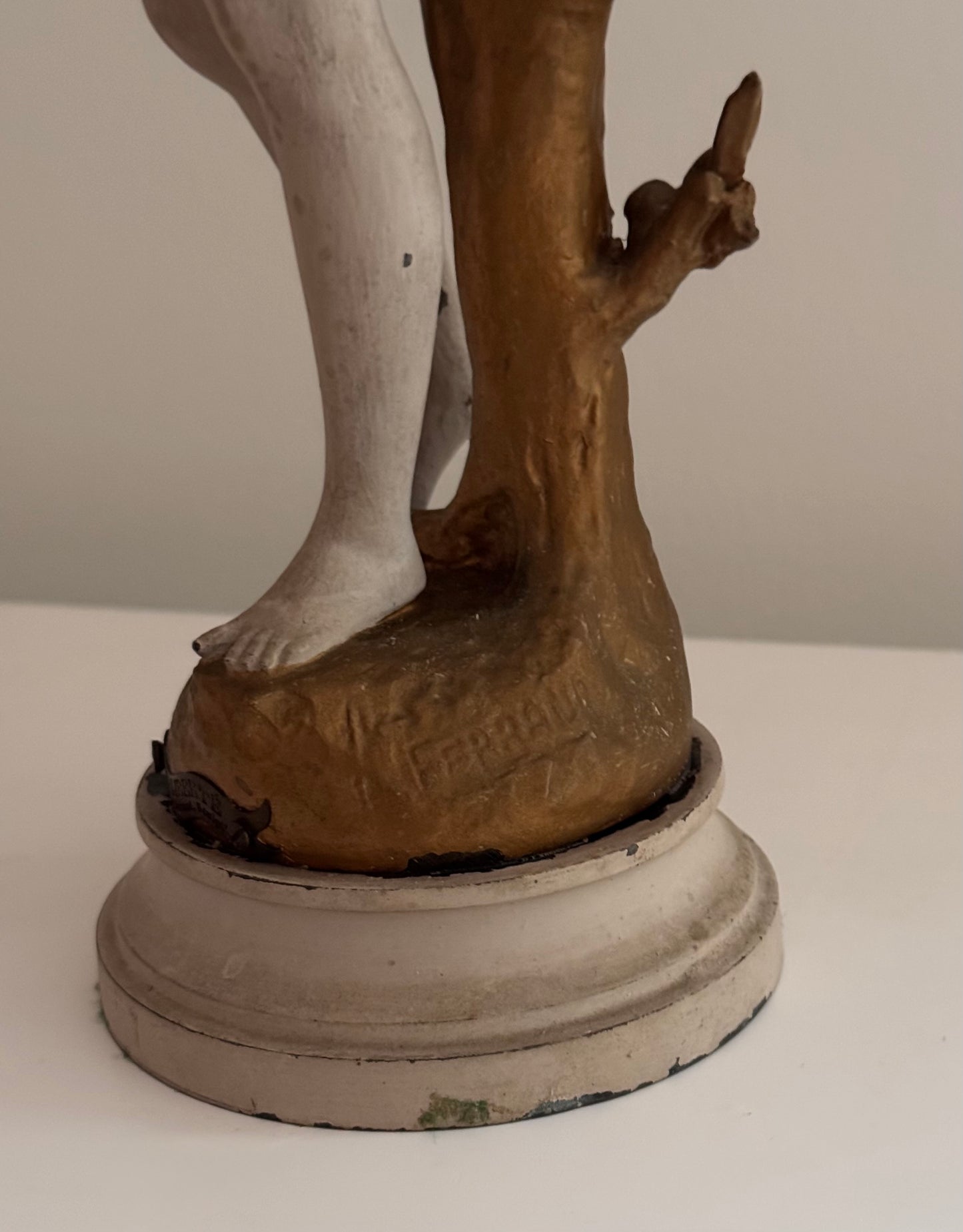 Antique Victorian Era French Sculpture Ernest Justin Ferrand En Liberte Bronze/Spelter Painted Woman