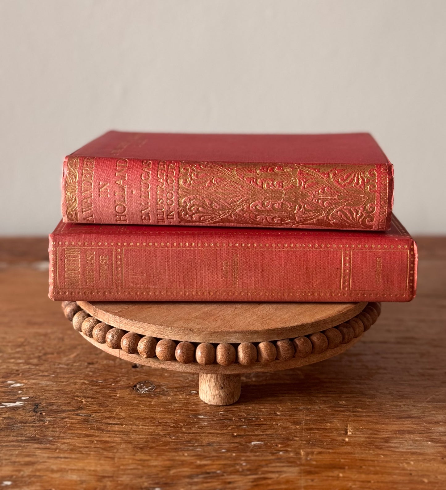 Antique Red Decorative Book Lot A Wanderer In Holland & Napoleon Early 1900s