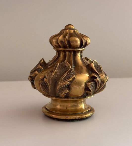 Vintage Antique Solid Brass Finial Leaf Design Paper Weight