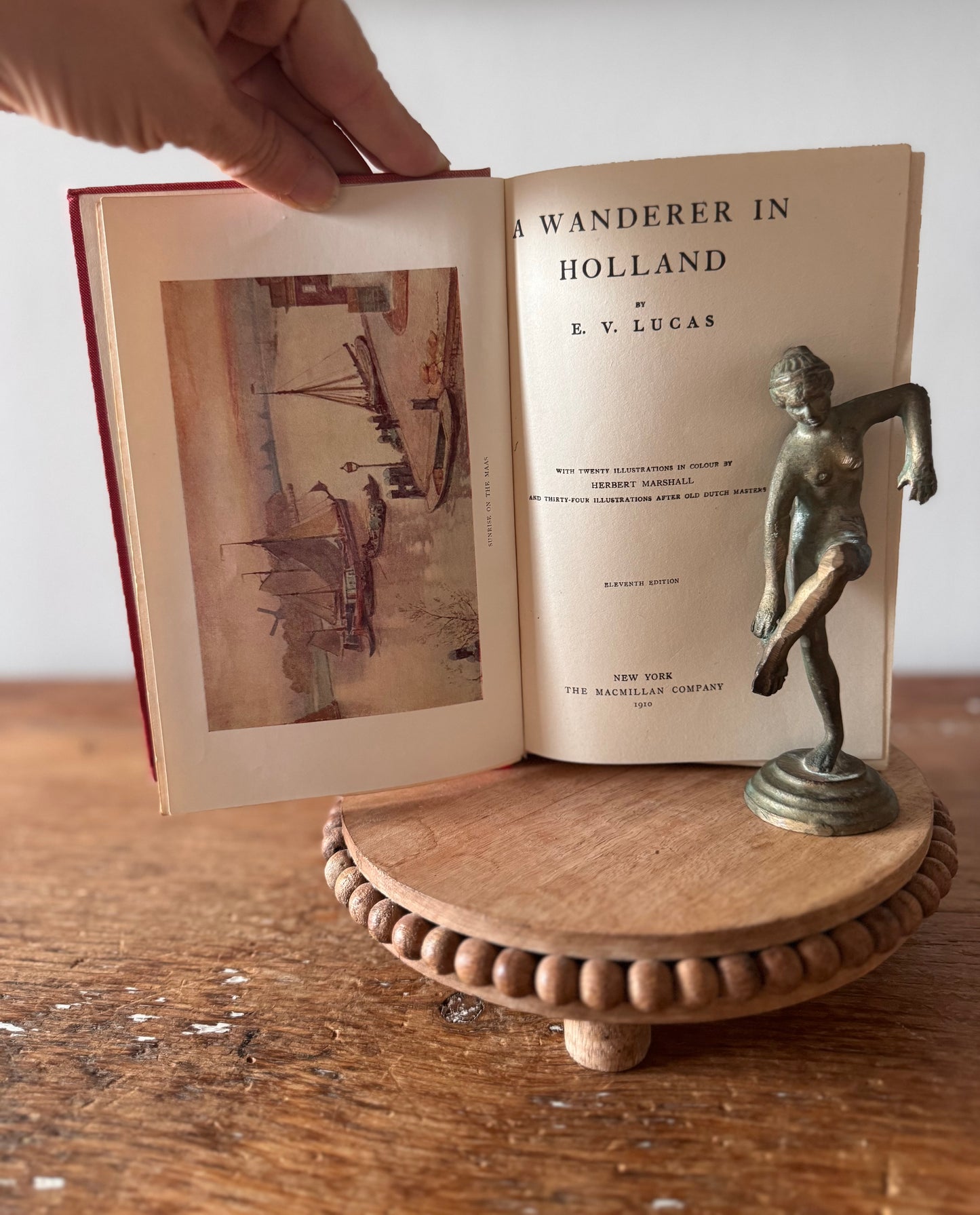 Antique Red Decorative Book Lot A Wanderer In Holland & Napoleon Early 1900s