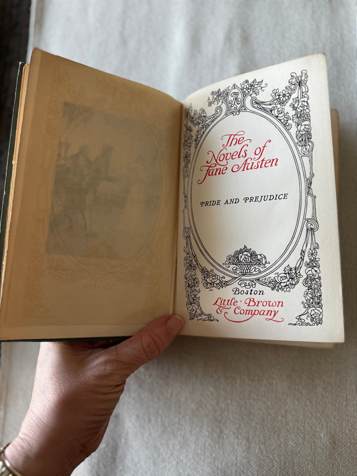 Antique 1892 Pride & Prejudice By Jane Austen Little Brown Co Blue Floral Swag
