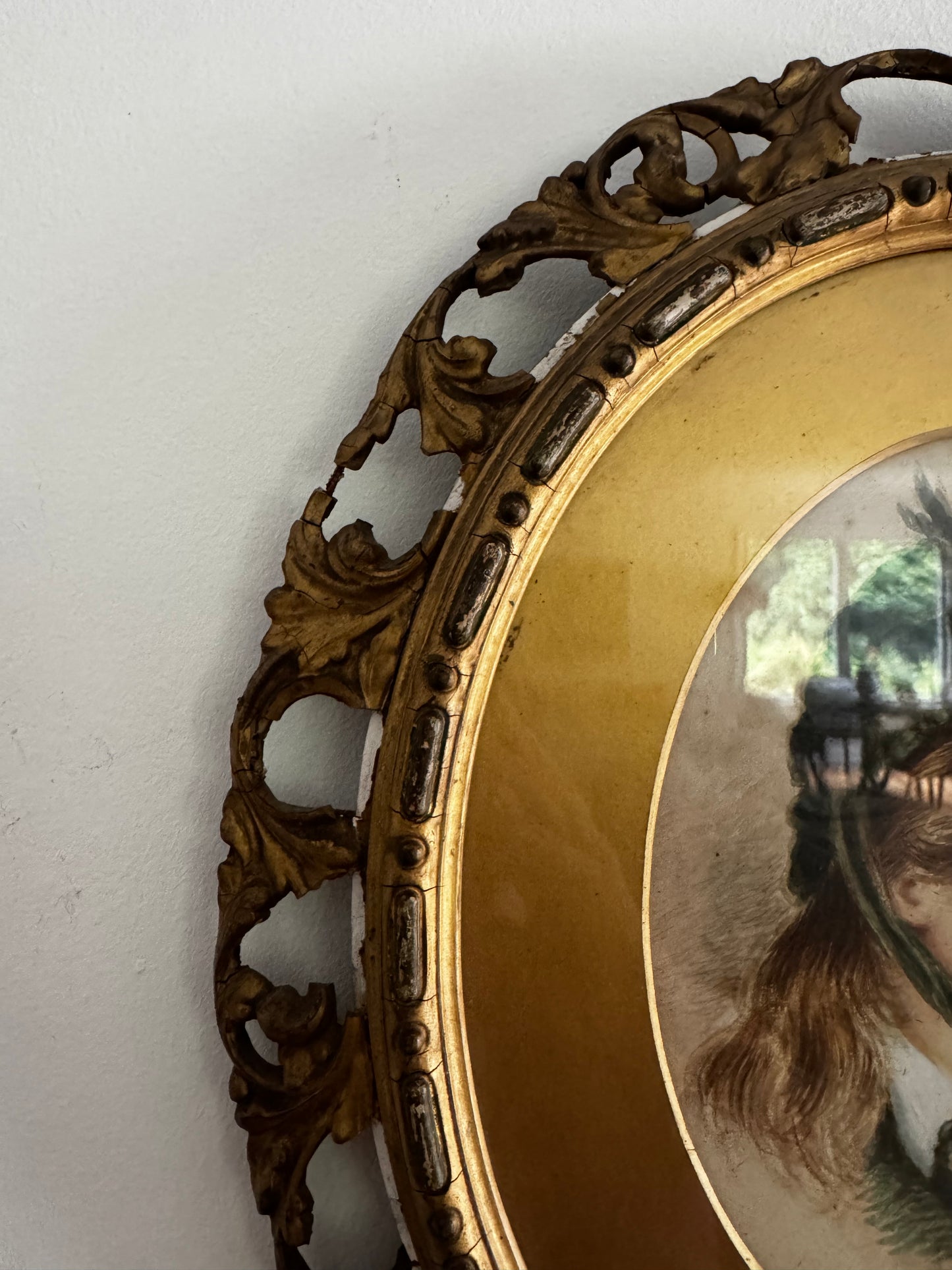 Antique Victorian Watercolor Portrait Painting Of A Woman Framed