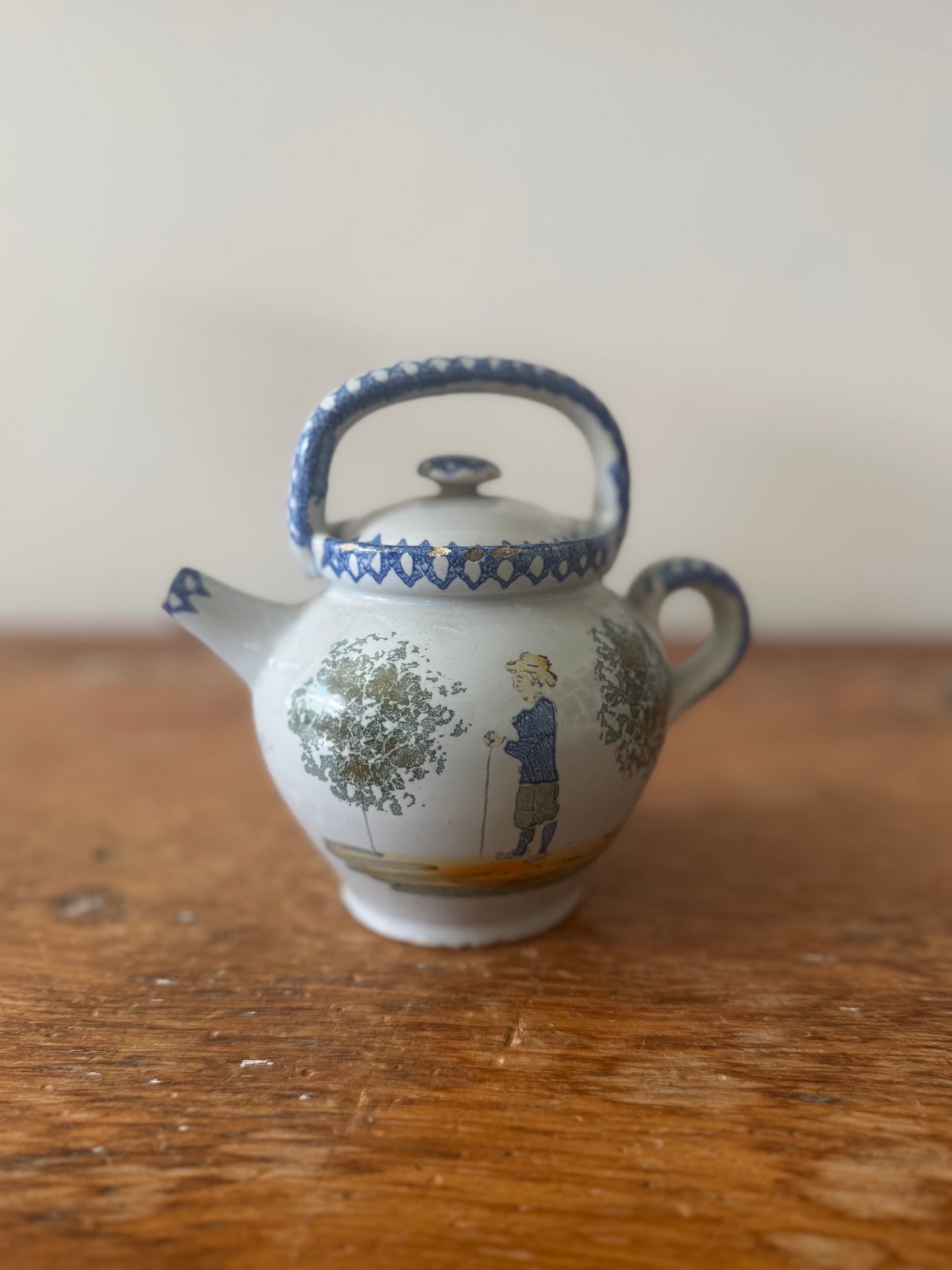 Vintage Little French Clay Glazed Tea Pot