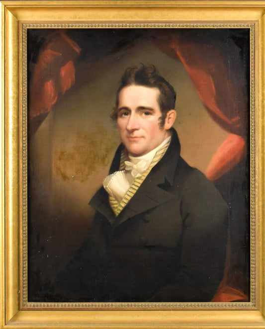Antique Regency Era Early 19c Oil Painting Portrait Gentleman