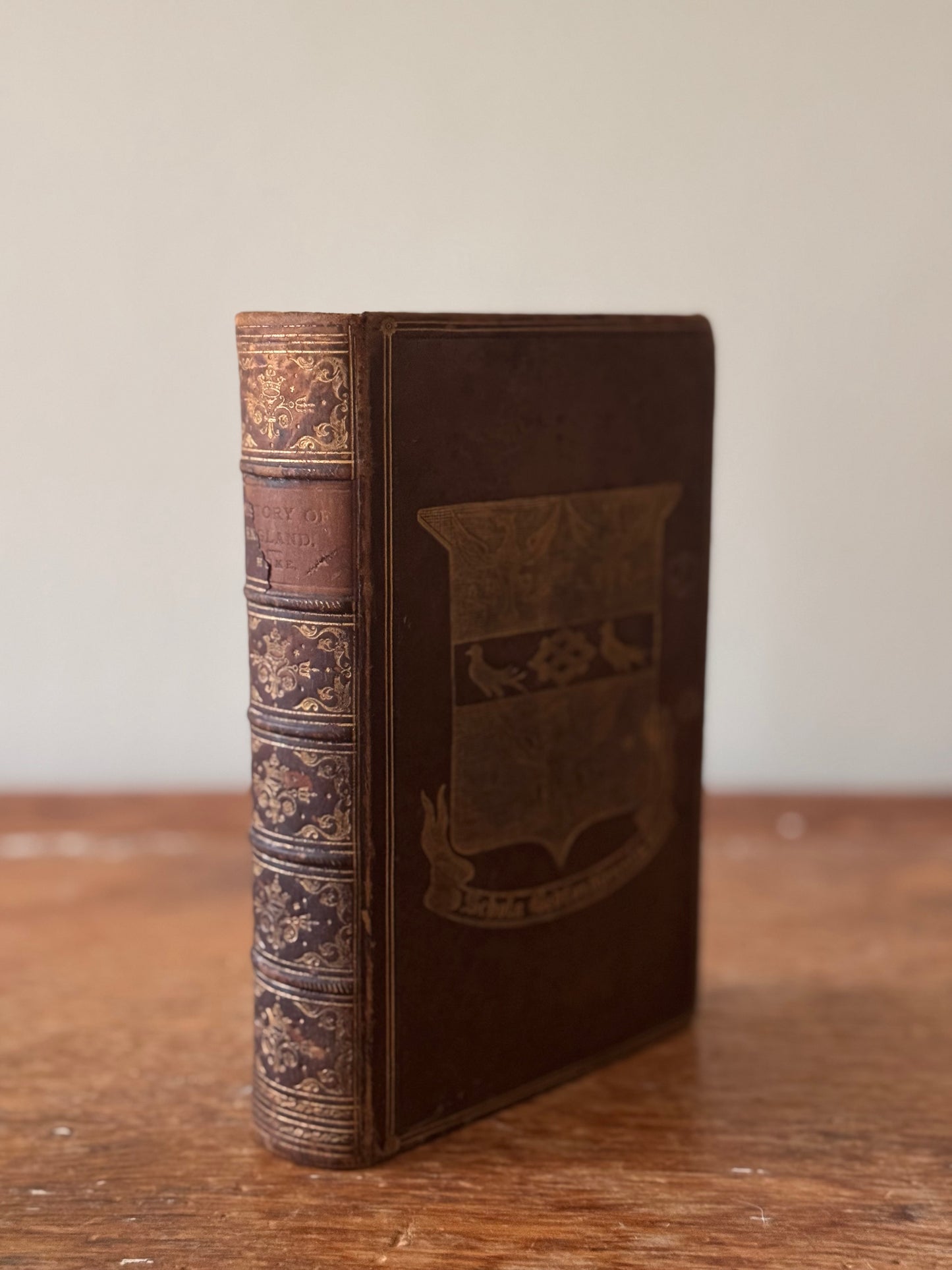 Antique 19c Volume Of A History Of England Hume Prize Binding Full Leather 1872