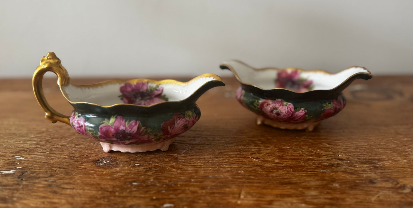 Vintage Limoges France Floral Pattern Cream & Sugar Porcelain Set