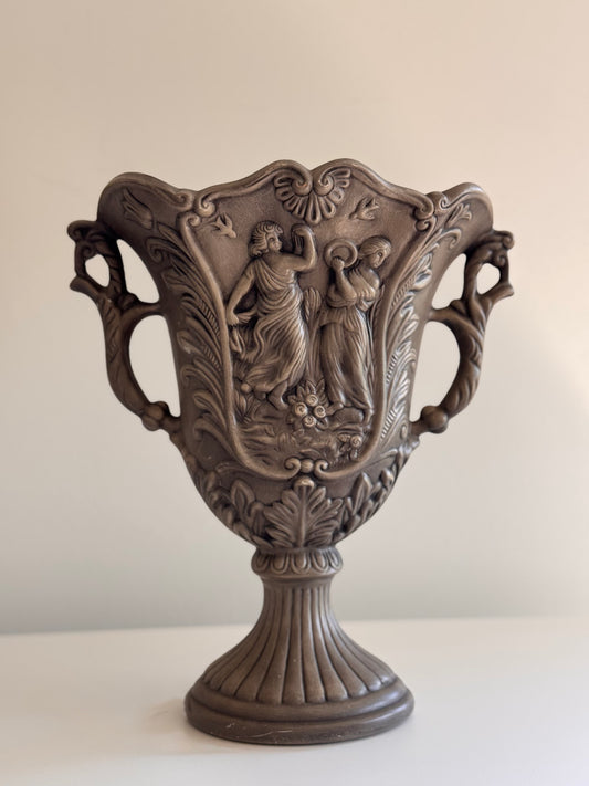 Vintage 1970s Neoclassical Ceramic Trophy Style Vase Urn
