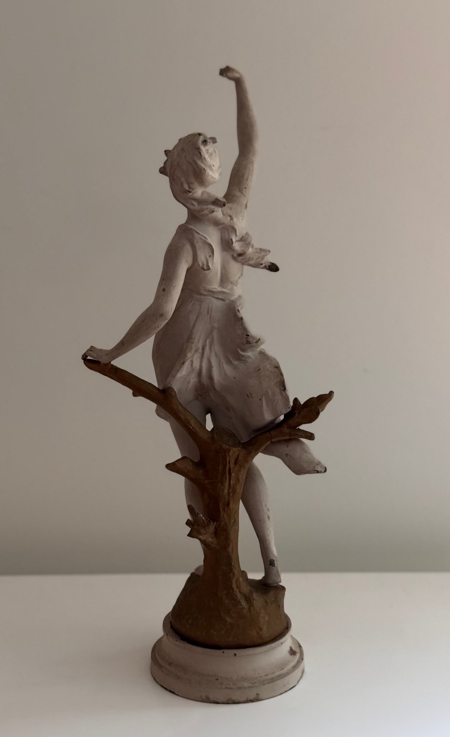 Antique Victorian Era French Sculpture Ernest Justin Ferrand En Liberte Bronze/Spelter Painted Woman
